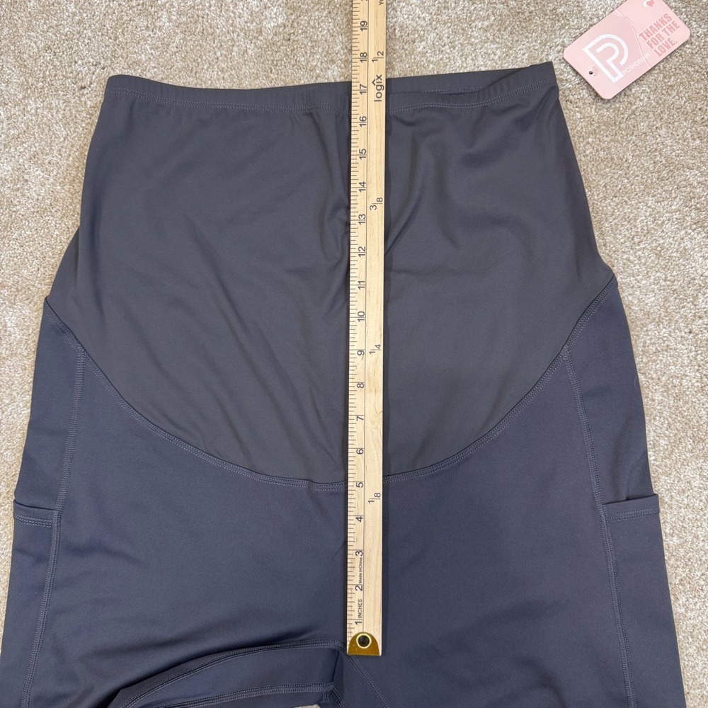 Poshdivah Maternity Leggings Over the Belly Side Pockets Black XXL NEW - Picture 7 of 9